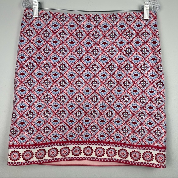 Talbots Canvas Skirt Red White Blue Artisan Design Knee Length‎ Size 8 - Picture 1 of 8